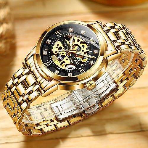 OLEVS Gold Skeleton Automatic Mechanical Men's Watch Luxe