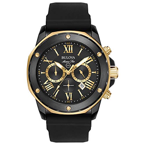 Bulova Men's Marine Star Chronograph Watch, Black/Gold Tone