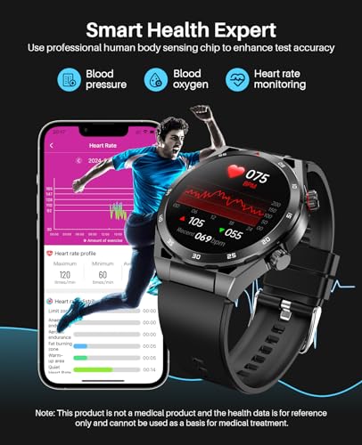 Bluetooth Call Smartwatch for Men Women Fitness IP67 Black