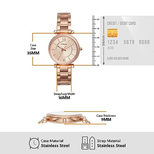 VIP Women's Fossil Carlie Stainless Steel Watch, Rose Gold