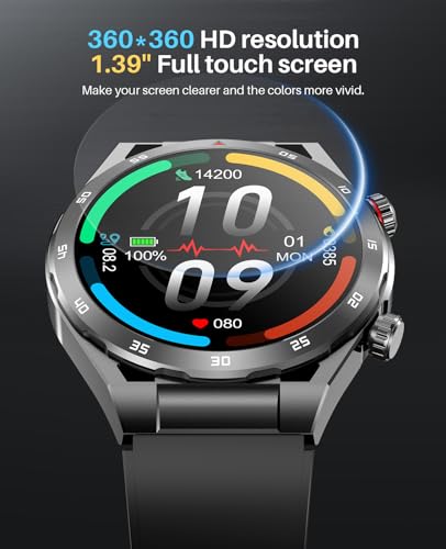 Bluetooth Call Smartwatch for Men Women Fitness IP67 Black