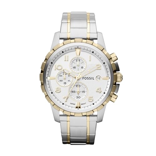 Fossil Men's Dean Chronograph Watch, Gold/Silver FS4795IE