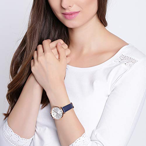 Fossil Women's Jacqueline Rose Gold Navy Watch ES3843
