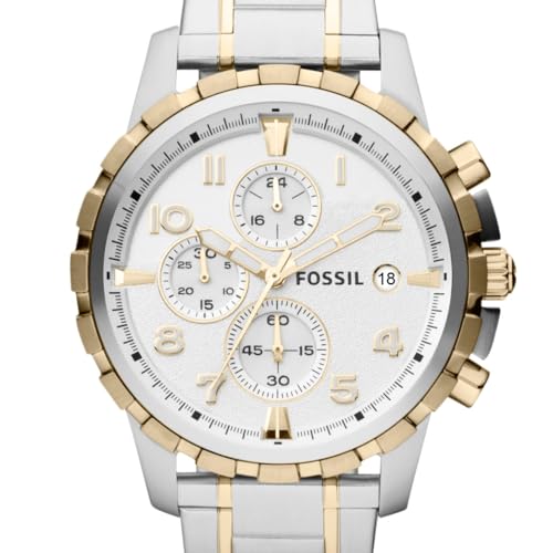 Fossil Men's Dean Chronograph Watch, Gold/Silver FS4795IE