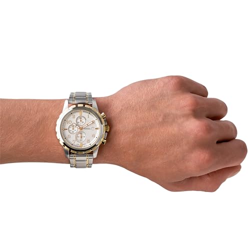 Fossil Men's Dean Chronograph Watch, Gold/Silver FS4795IE