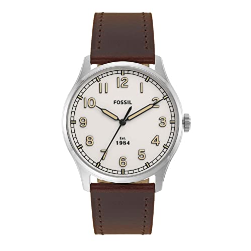 Fossil Men's Stainless Steel and Leather Slim Watch