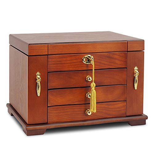 VIP Luxury Wooden Jewelry Box Cabinet Organizer (Brown)