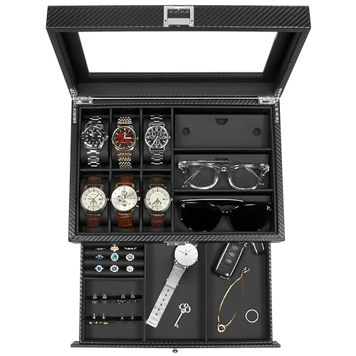 Luxury Watch and Sunglass Organizer with Jewelry Case