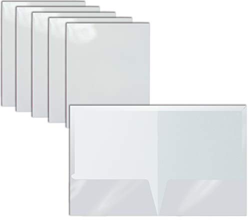 VIP 2 Pocket Glossy Laminated White Paper Folders