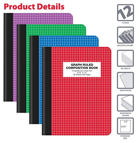 Better Office Products 12 Pack Composition Notebook Hardcovers