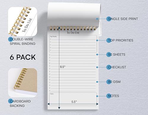 VIP Daily Agenda Notepads, 6 Pack, Better Office