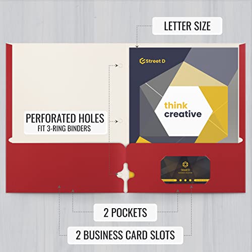 VIP Red Letter Size Paper Folders, 50-Pack