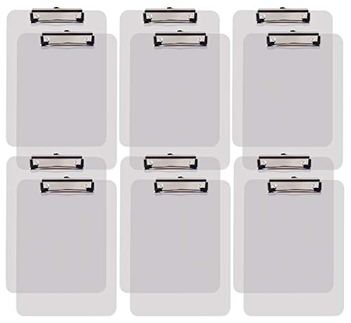 12 Pack Clear Plastic Clipboards, 12.5 x 9 Inch