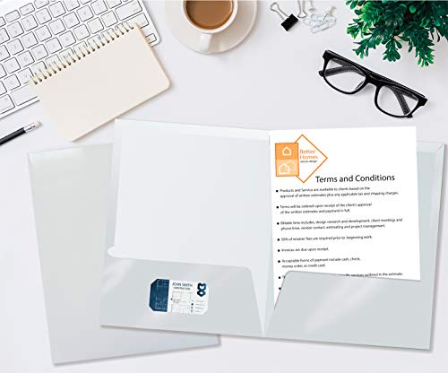 VIP 2 Pocket Glossy Laminated White Paper Folders