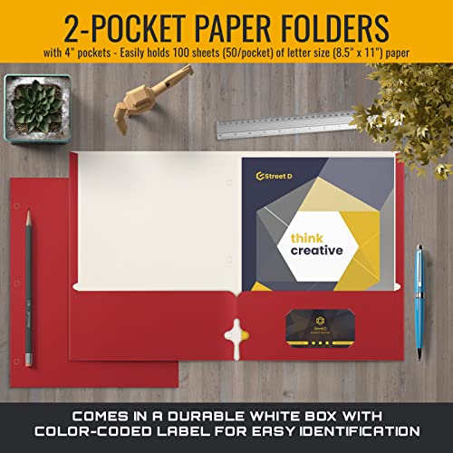 VIP Red Letter Size Paper Folders, 50-Pack