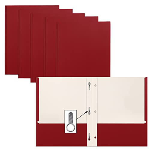 VIP Red Paper Folders with Prongs, 50 Pack