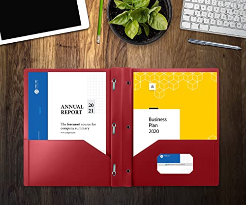 Heavyweight Burgundy Plastic 2 Pocket Folders, 24 Pack