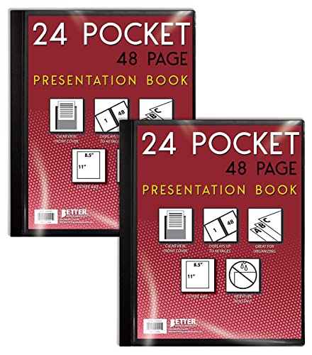 Premium Presentation Book Bundle, Black, Clear View, 48 Sheets
