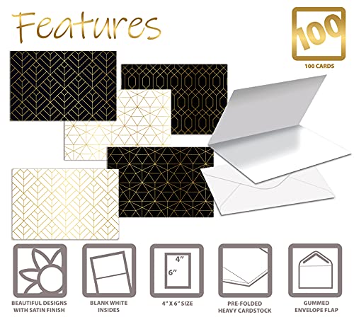 Elegant Gold Foil All Occasion Greeting Cards, 100-Pack
