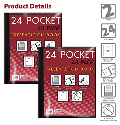 Premium Presentation Book Bundle, Black, Clear View, 48 Sheets