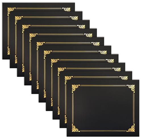 50 Pack Black Diploma Document Covers with Gold Foil Border