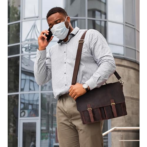 17" Genuine Leather Laptop Messenger Bag - Unisex Briefcase