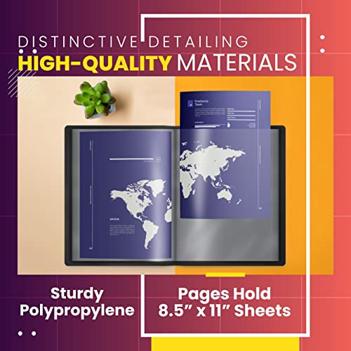 Premium Presentation Book Bundle, Black, Clear View, 48 Sheets