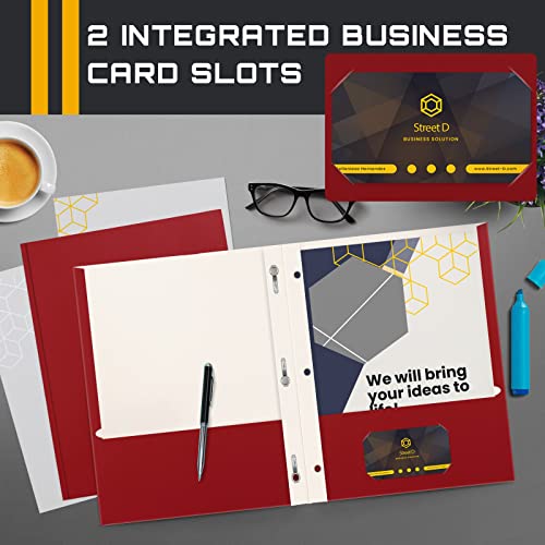 VIP Red Paper Folders with Prongs, 50 Pack