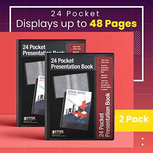 Premium Presentation Book Bundle, Black, Clear View, 48 Sheets