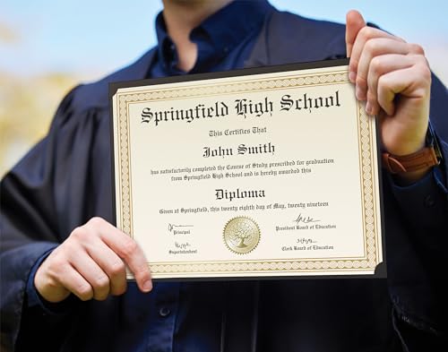 50 Pack Black Diploma Document Covers with Gold Foil Border