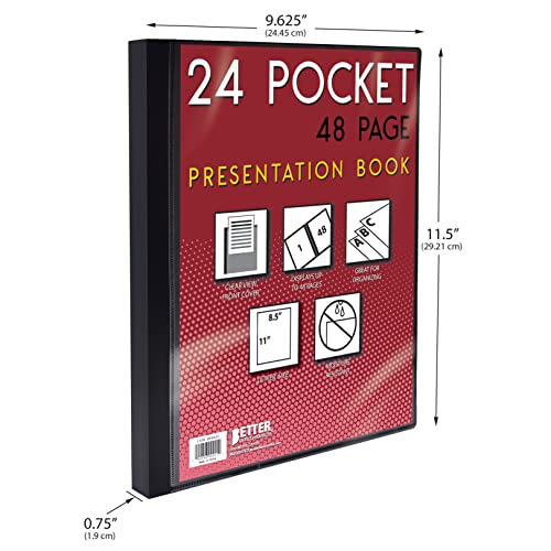 Premium Presentation Book Bundle, Black, Clear View, 48 Sheets