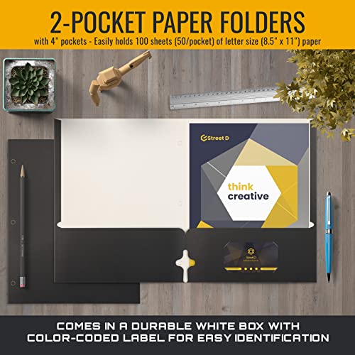 50-Pack Black Two-Pocket Portfolio Folders VIP Shopping Office