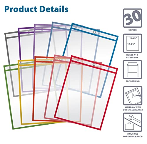 30 Oversized Heavy Duty Dry Erase Pocket Sleeves