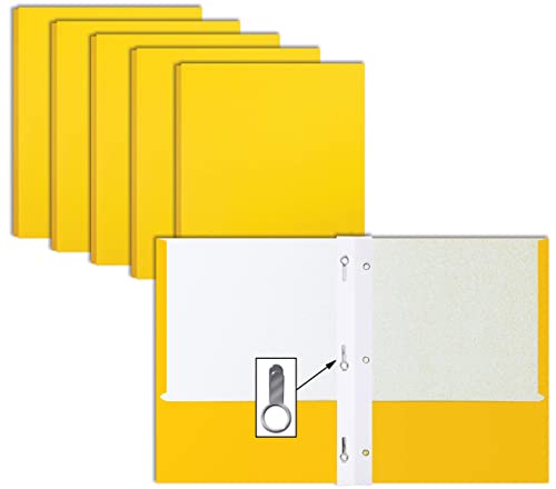 Yellow Paper 2 Pocket Folders with Prongs, 50-Pack