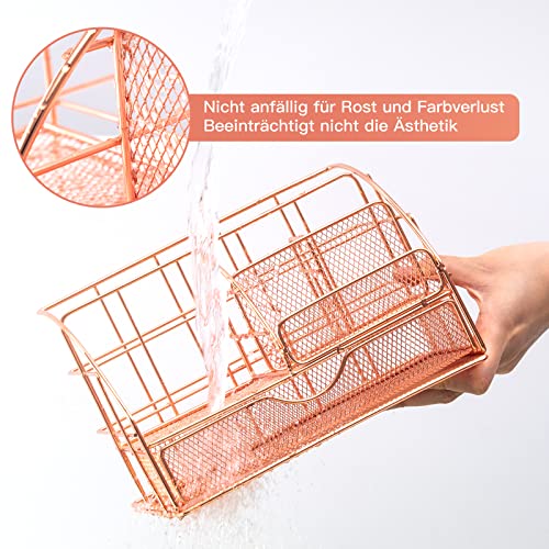 Rose Gold Desk Organizer with Drawer & 5 Compartments