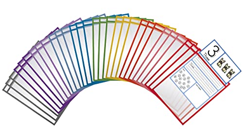 30 Oversized Heavy Duty Dry Erase Pocket Sleeves