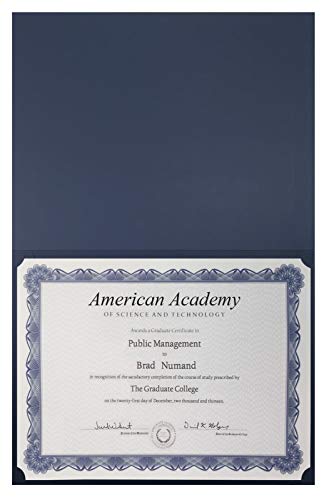 25 Pack Navy Blue Certificate Holders with Gold