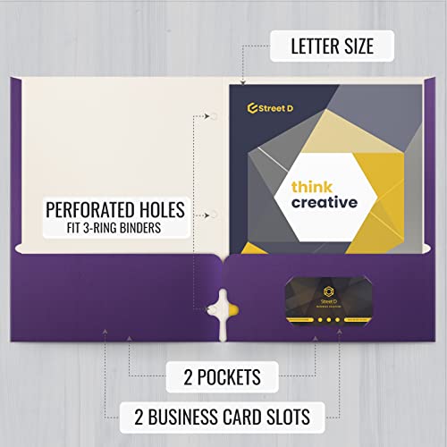 VIP Purple Two Pocket Portfolio Folders, 50-Pack