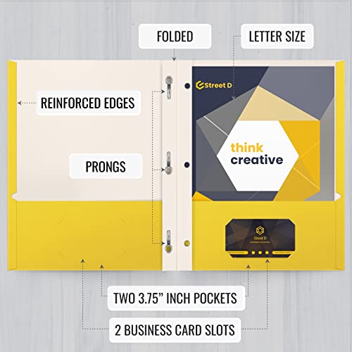 Yellow Paper 2 Pocket Folders with Prongs, 50-Pack
