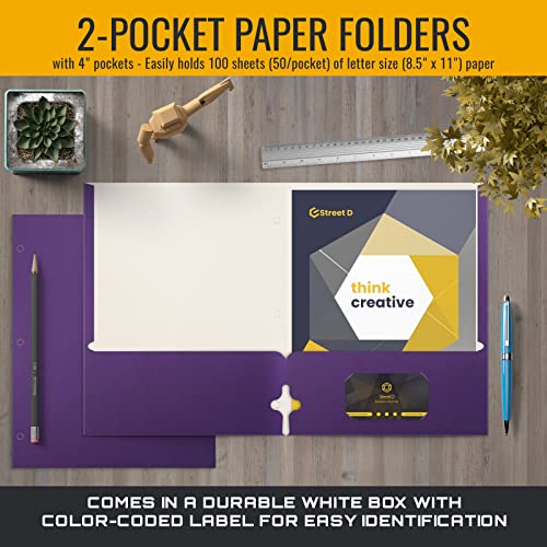 VIP Purple Two Pocket Portfolio Folders, 50-Pack