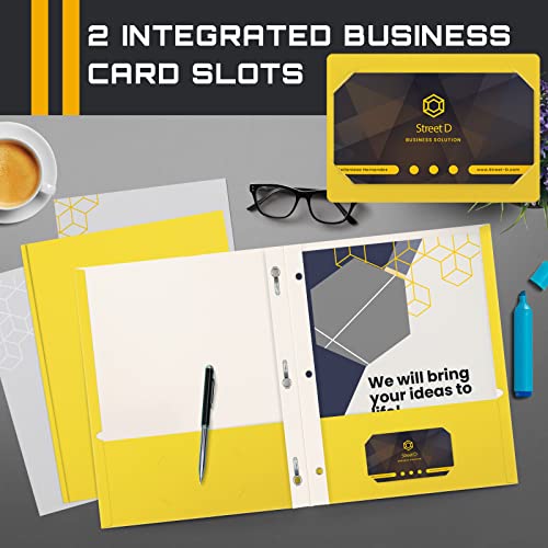 Yellow Paper 2 Pocket Folders with Prongs, 50-Pack