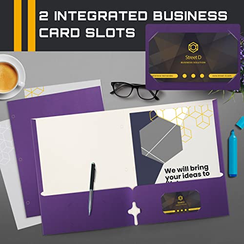 VIP Purple Two Pocket Portfolio Folders, 50-Pack