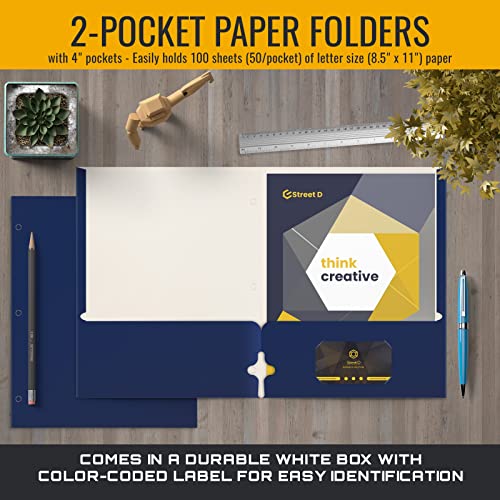 Blue 2-Pocket Portfolio Folders, 50-Pack, Letter Size