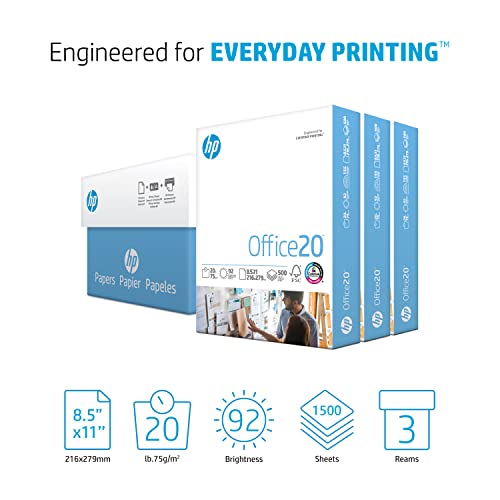 HP Printer Paper 8.5x11 3 Ream Case 1500 Sheets