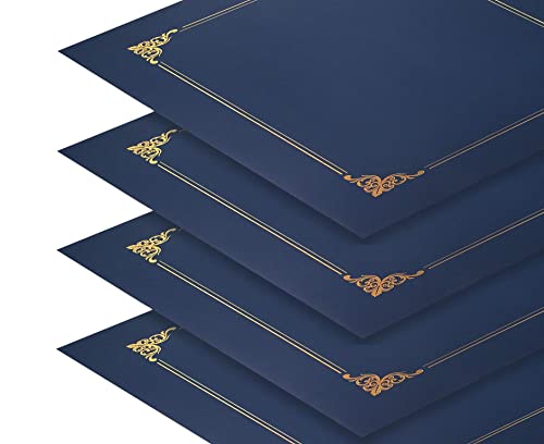 25 Pack Navy Blue Certificate Holders with Gold