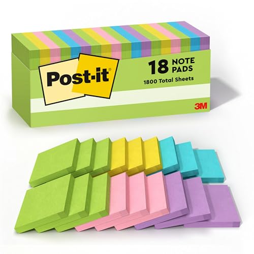 VIP Collection: Post-it Notes, 3x3", Bright Colors, 18 Pads