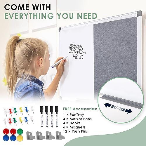 VIP Magnetic Whiteboard Combination Fabric Pin Board Kit