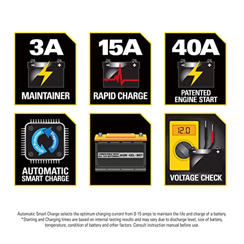 STANLEY BC15BS 15A 12V Battery Charger/Maintainer with Engine Start