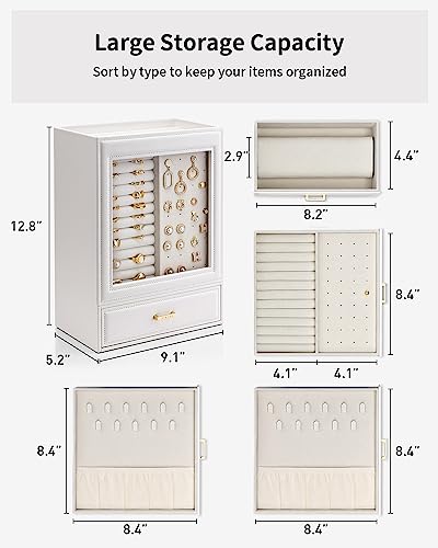 Vlando Large Jewelry Organizer Box with Glass Window