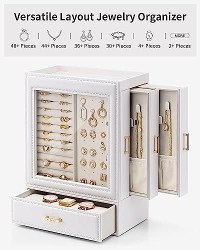 Vlando Large Jewelry Organizer Box with Glass Window